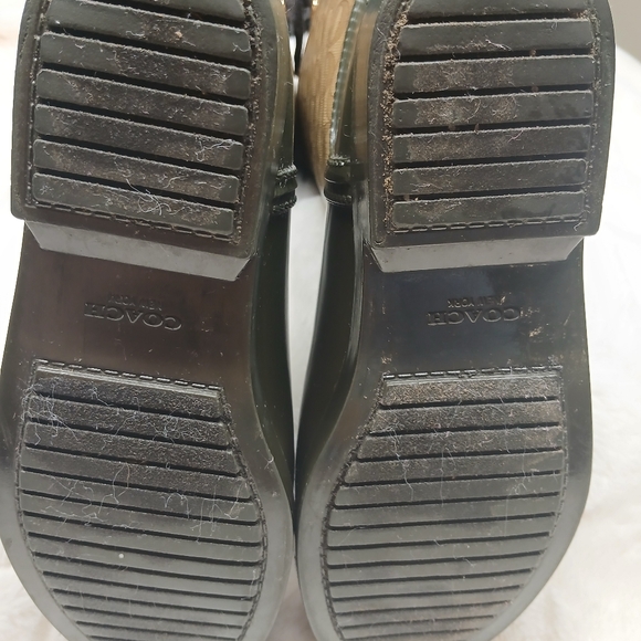 Coach Tristee Signature Tall Rain Boots Lace Back Brown Black Women's Size 8B - Picture 9 of 12